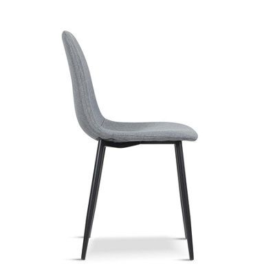 4X Sfc Dining Chairs Fabric Padded Seat With Black Legs Home