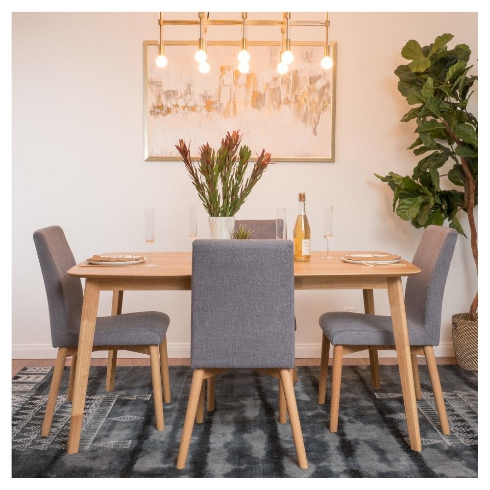 60" 5pc Orrin Dining Set Natural Oak/Dark Gray - Christopher Knight Home
