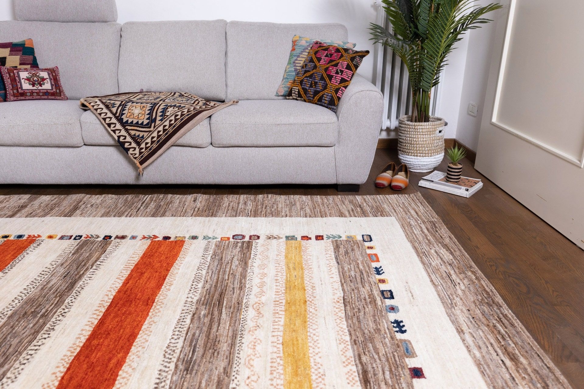 8.1 x 6.8 ft - 249 x 210 cm  High Quality Rug, Gabbeh Rug, Bohemian Rug, Handmade Rug, Plain Rug, Simple Rug, Modern Rug, Contemporary Rug