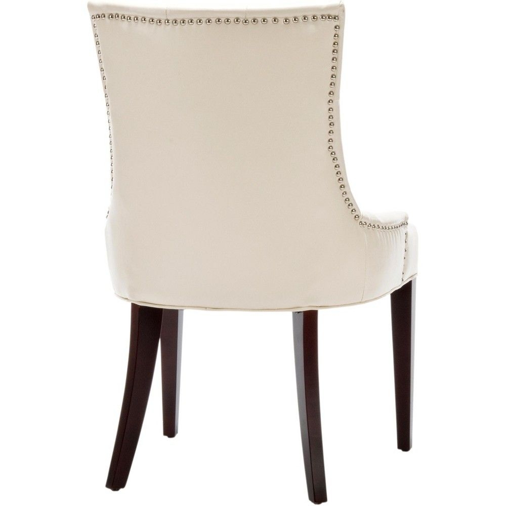 Amanda 19"H Tufted Chair with Nickel Nail Heads - Flat Cream - Safavieh