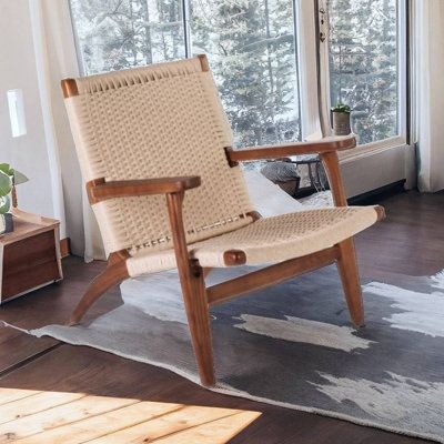 Armchair - Bayou Breeze Anikka 27.5 inches W Armchair Wood in Brown, Size 28.4 H x 27.5 W x 27.5 D in | Wayfair