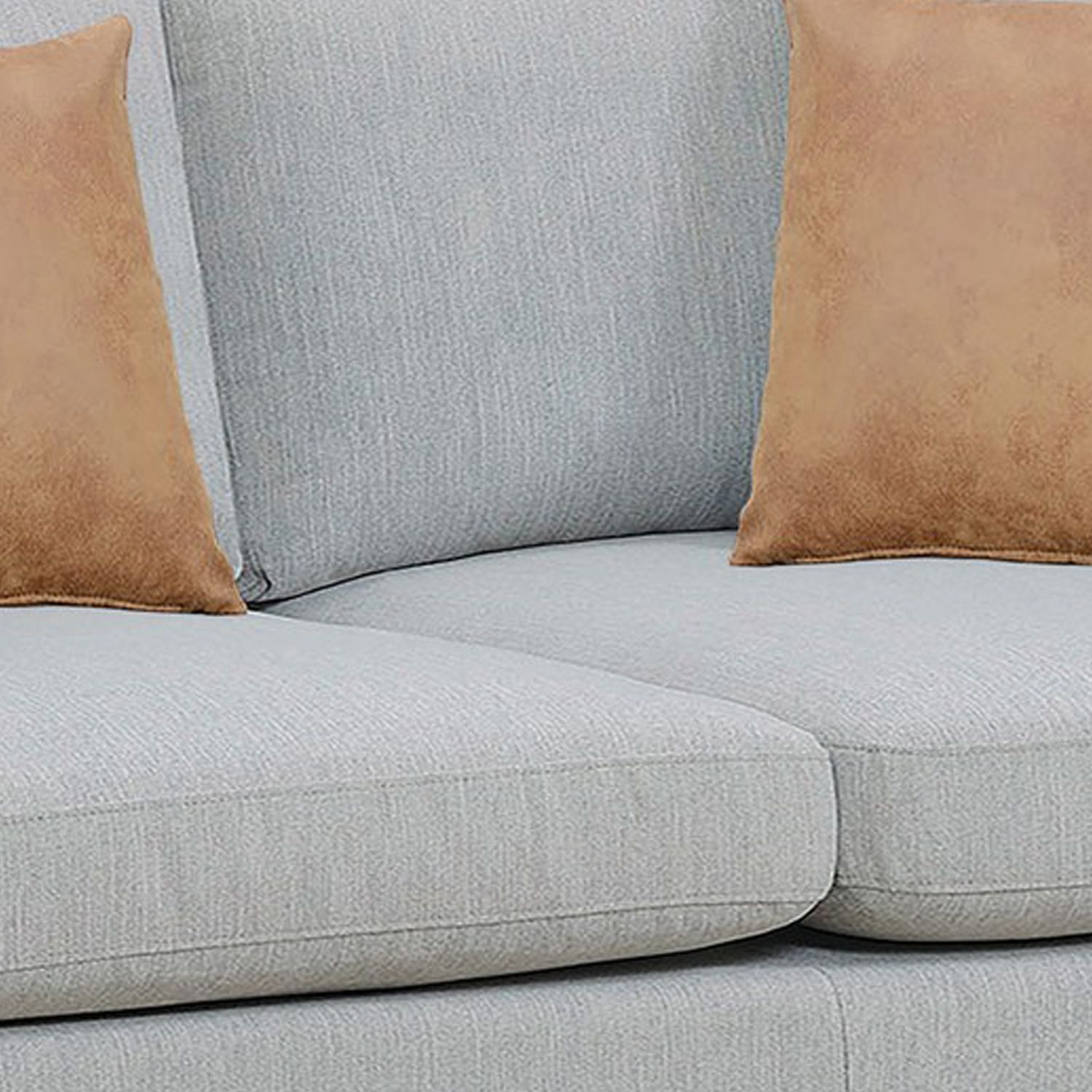 Benjara Fabric Upholstered Sofa with Reversible Cushions and Accent Pillows, Gray - Benzara - BM233244