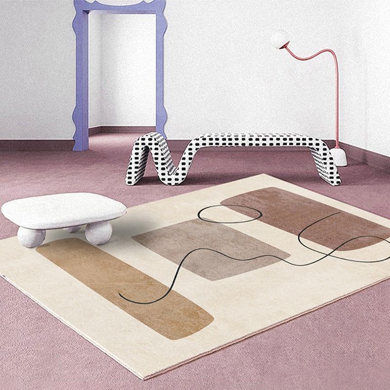 Brown Modern Rug Polyester Color Piece Rug Washable Rug for Living Room - 3'3 x 6'7 / Dark Brown