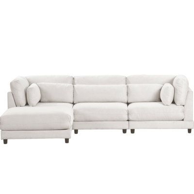 Brown Sectional - Latitude Run 2 Pcs L Shaped Sofa w / Removable Ottomans & Comfortable Waist Pillows, Living Room Couch Polyester | 32.03 H x 110.03 W x 69.03 D in | Wayfair