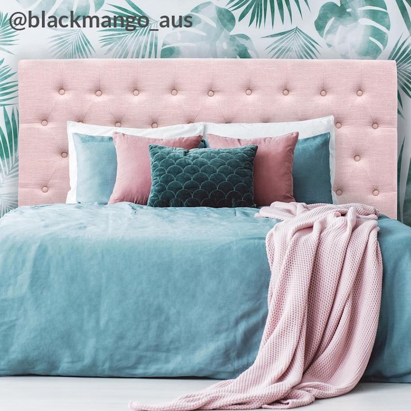 Charlotte Chesterfield Bedhead | King | Dusty Pink | By Black Mango