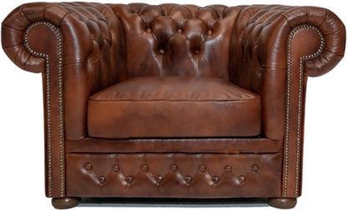 Chesterfield Fauteuil First Class Leer |Oud Bruin | 12 jaar garantie