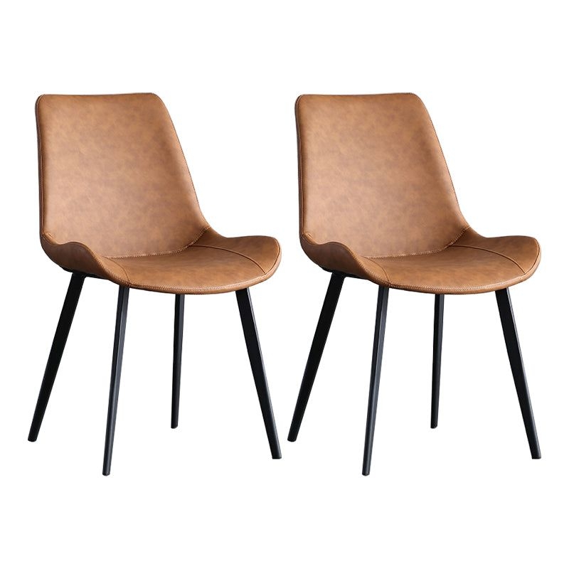 Contemporary High-density Sponge Cushion Chair 20'' Wide Parsons Chair for Home - Orange / 2 Piece Set