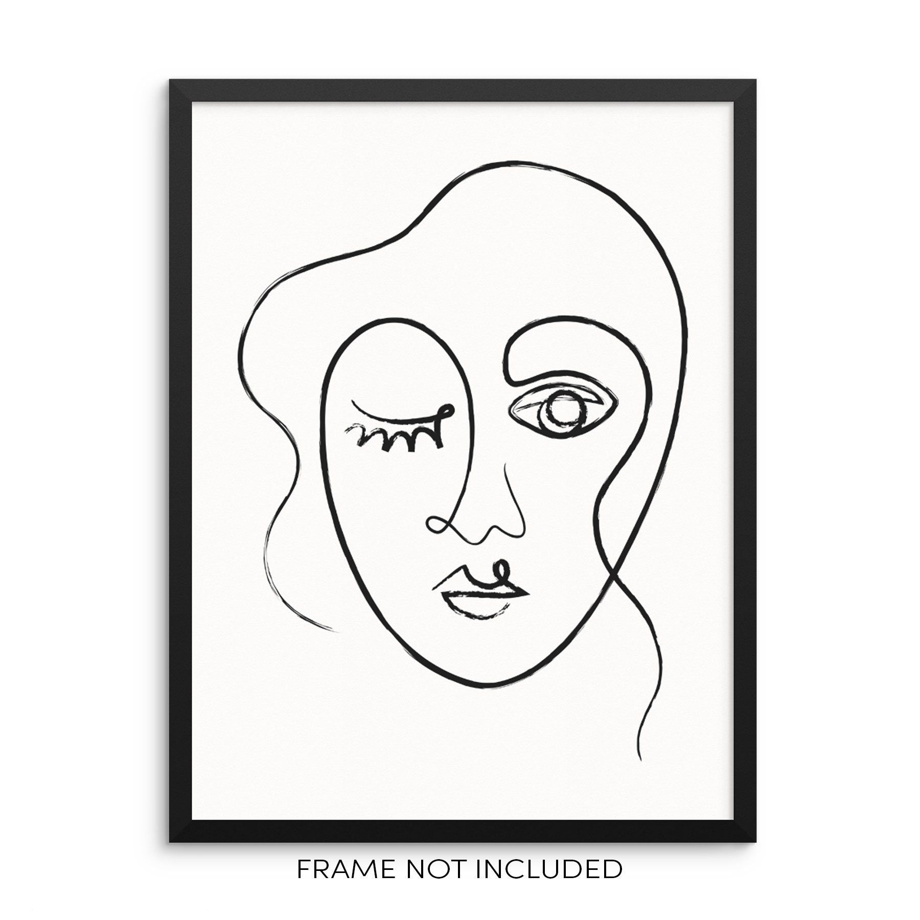 Continuous One Line Abstract Face Art Print Poster 11x14 Minimalist Fashion Artwork for Living Room Bedroom Bathroom Gallery Wall Decor