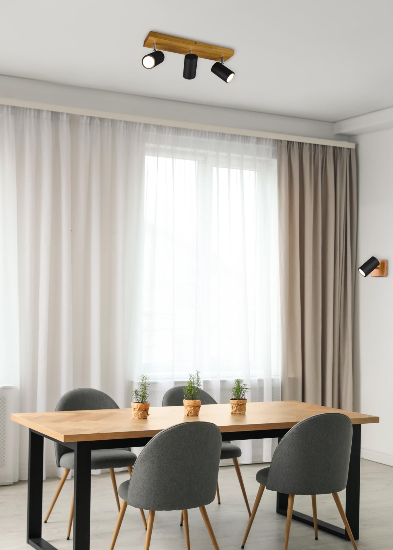 Foco decorativo deco marley GU10 3 LUZES PRETO E CASTANHO