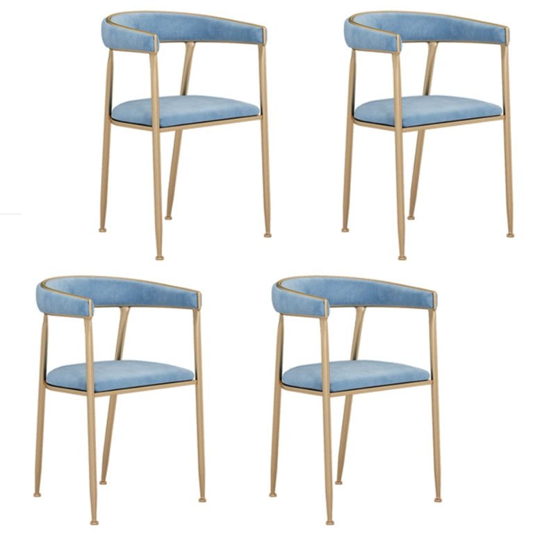 Glam Style Dining Arm Chair Upholstered Open Back Dining Chair for Indoor - Blue / 4 Piece Set