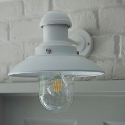 Hermitage Gloss Stone With Clear Glass Shade Modern Style 1 Light Outdoor Wall Light