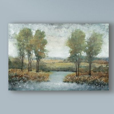 Highland Dunes 'Stream Side II' Acrylic Painting Print on Wrapped Canvas and Fabric in White, Size 30.0 H x 47.0 W x 2.0 D in | Wayfair | Home Decor