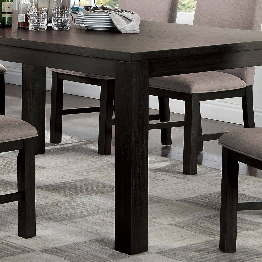 HOMES: Inside + Out 72" Brightpeak Transitional Rectangular Dining Table Antique Black
