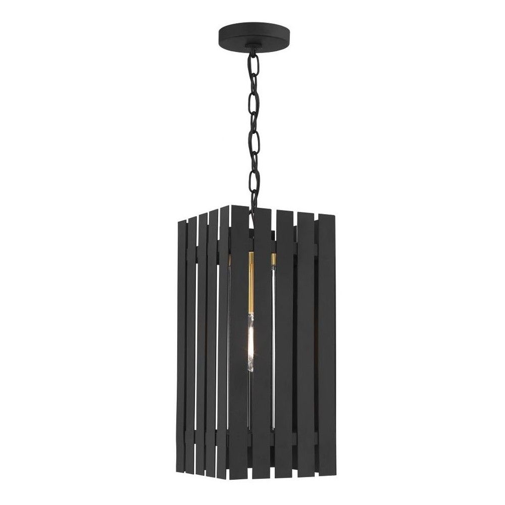 Livex Lighting Greenwich 1 - Light Pendant , Black/Satin Brass