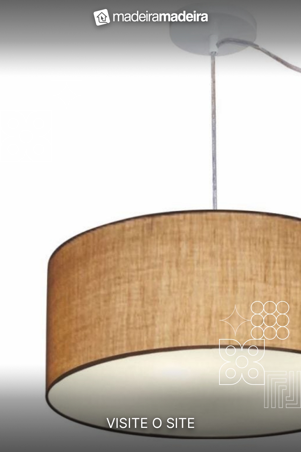 Lustre Cilindrico com Desvio De Centro Md-4147 Cupula Tec 50x25 Palha