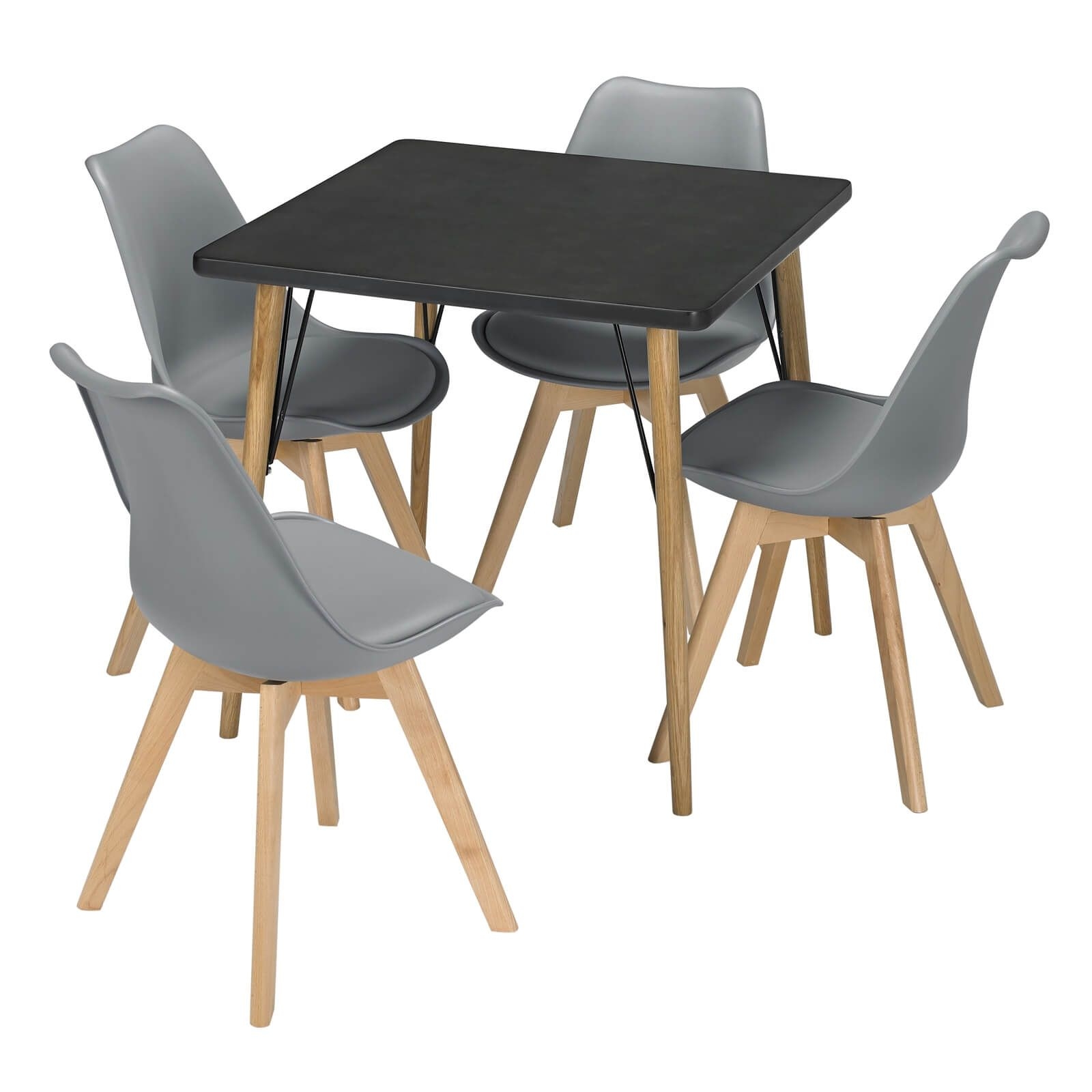 Mercer 4 Seater Dining Set - Louvre Dining Chairs - Grey