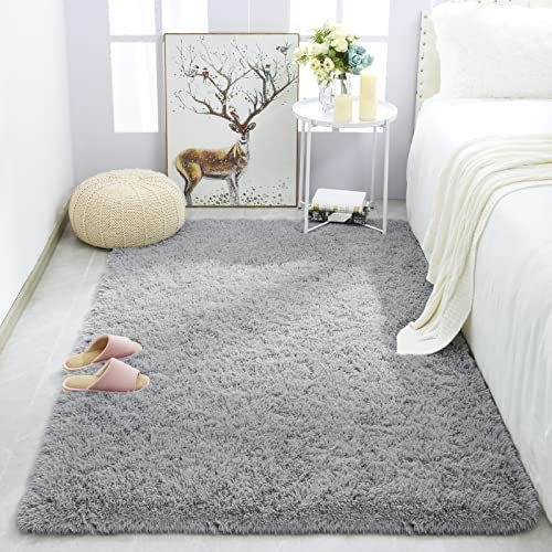 Merelax Soft Modern Indoor Shaggy Area Rug For Bedroom Livingroom Dorm Kids Room Home Decorative Nonslip Plush Fluffy Furry Fur Rugs Comfy Nursery Acc