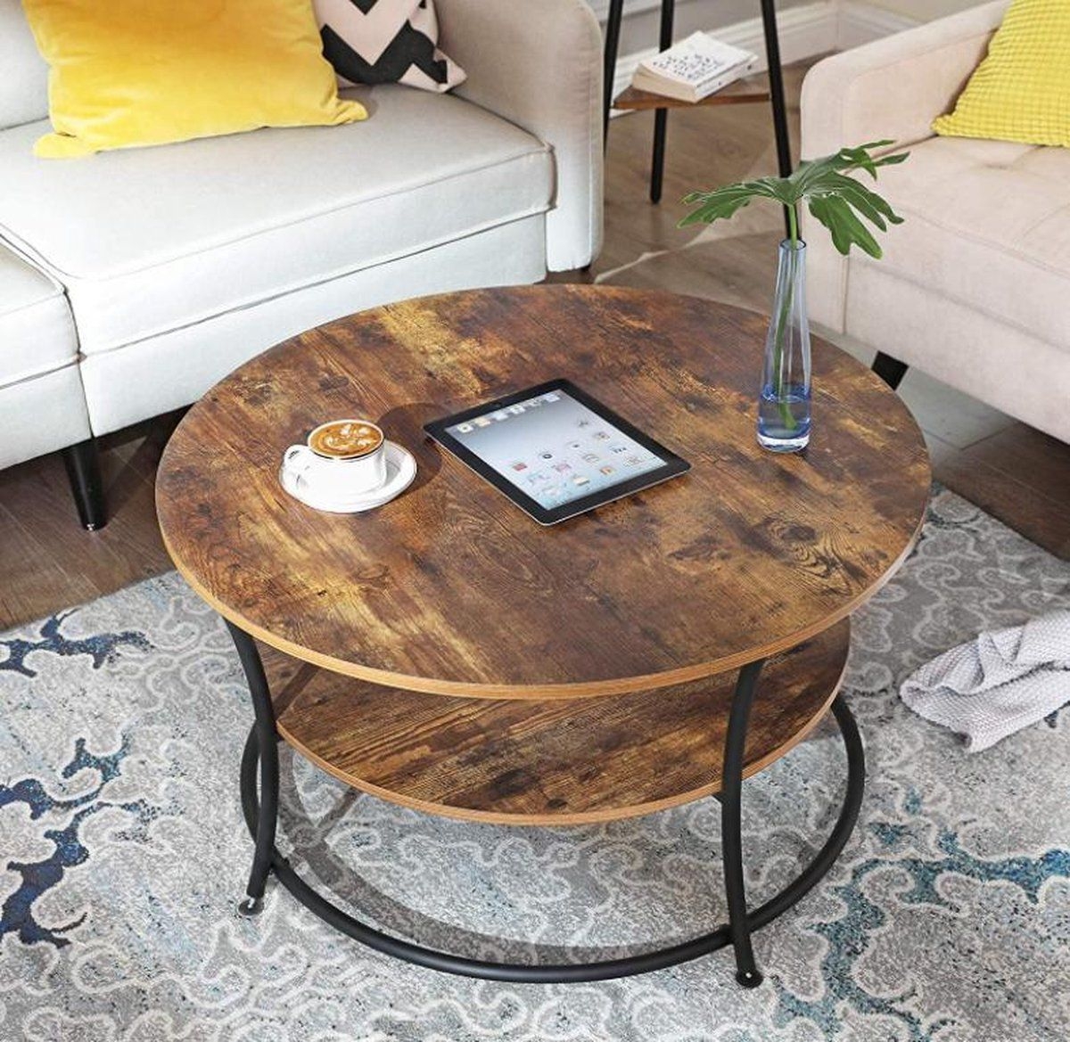 MIRA Home - Salontafel - Bijzettafel - Tafel - Sidetable - Vintage - 80x45cm