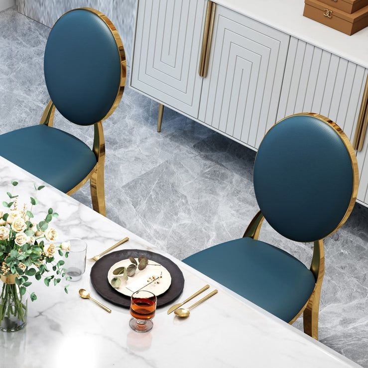 Modern Style Marble Table with White Table and Gold Trestle Base for Home Use - 51.2L x 27.6W x 29.5H / Table Only