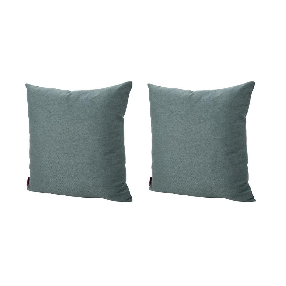 Noble House Saskia Blue Grey Solid Polyester 22 in. x 22 in. Throw Pillow (Set of 2)