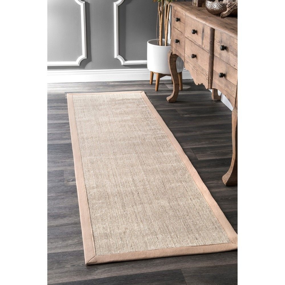 nuLOOM Bordered Maryjo Sisal Kitchen Runner Rug - Hallway, Entryway, 2' 6" x 8', Beige