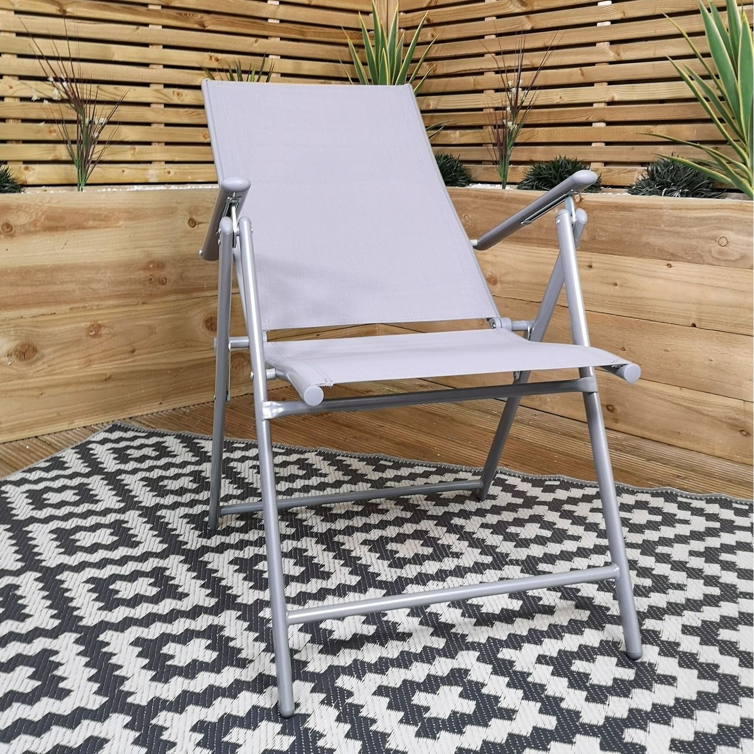 Outdoor Garden Patio Multi Position Reclining Folding Chair - Grey / 1
