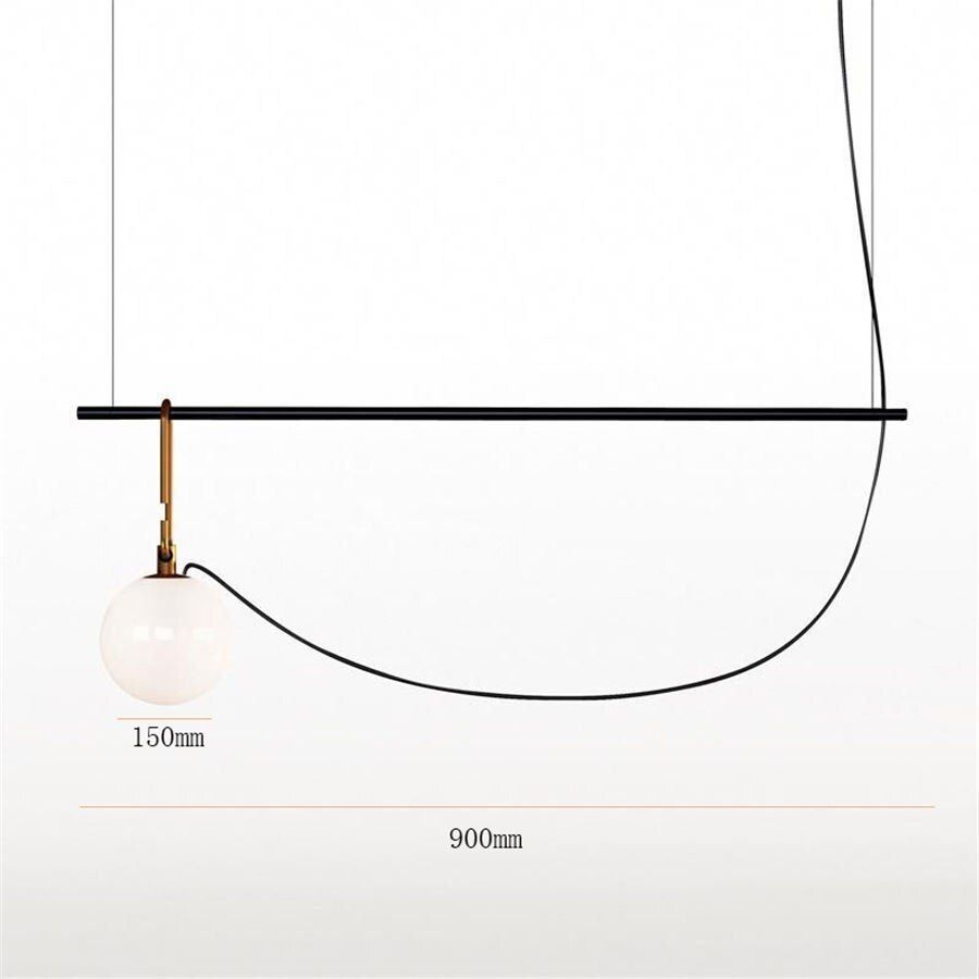Postmodern Creative Lines Design Glass Globe Chandelier Lighting Nordic Led Living Room Home Deco Hanging Lamp Lustre Luminaria single head