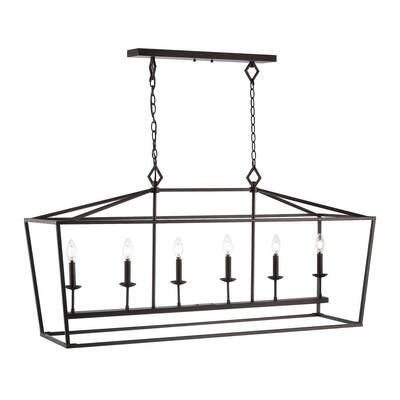 Prener 4-Watt 6-Light Black Pendant Light with Metal Shade