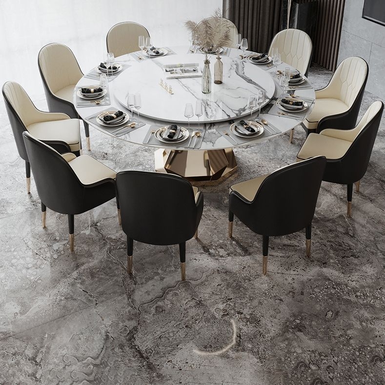 Round Dinette Table Traditional Luxury Dining Site Table with Pedestal Base - Black / 51.2L x 51.2W x 29.5H / Without Chairs
