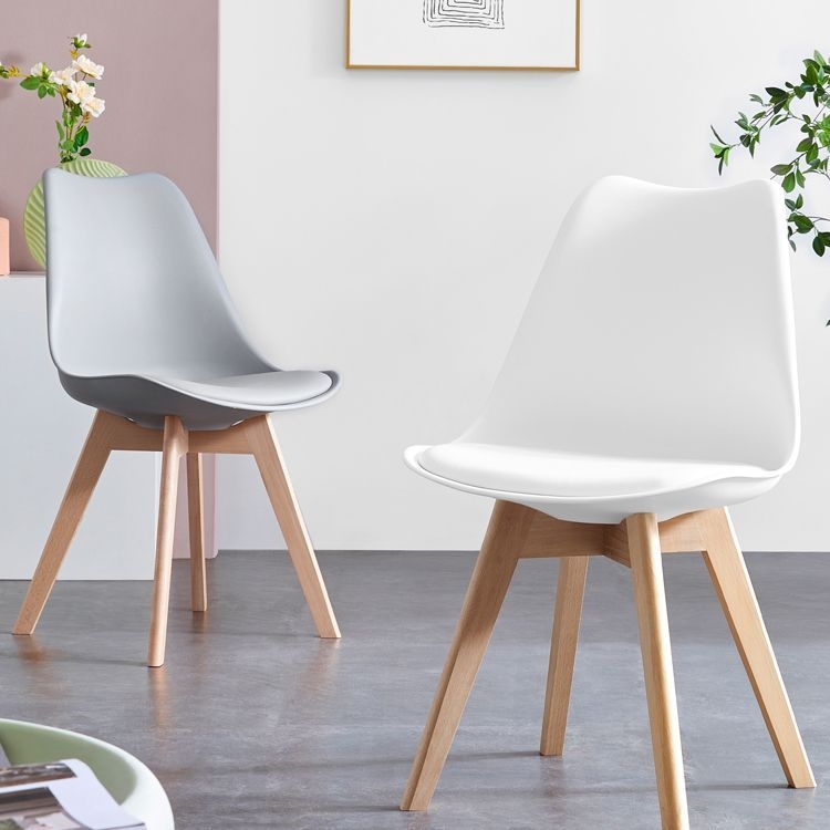 Scandinavian Home Side Chair Wood Upholstered Solid Back Dining Room Chair - Coffee / Set of 6