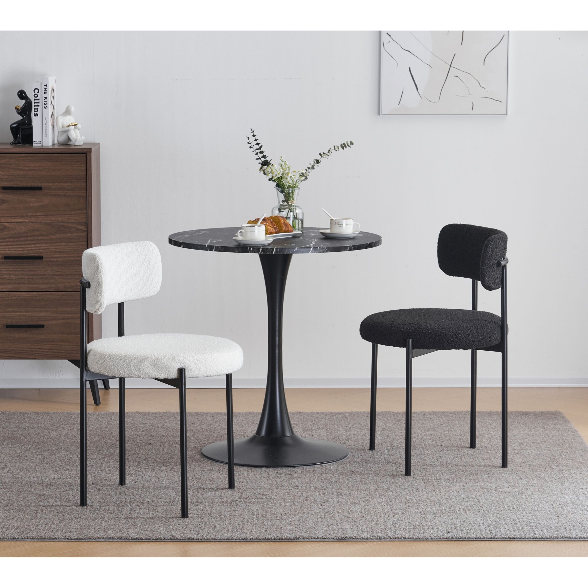 Sherwood Solid Back Boucle Side dining chair - Set of 2 - N/A