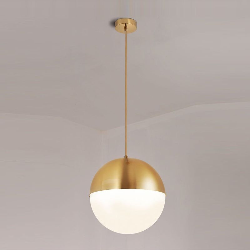 Spherical Shape Hanging Light Modern Style Glass 1 Light Hanging Lamp for Bedside - Black / 10 / White