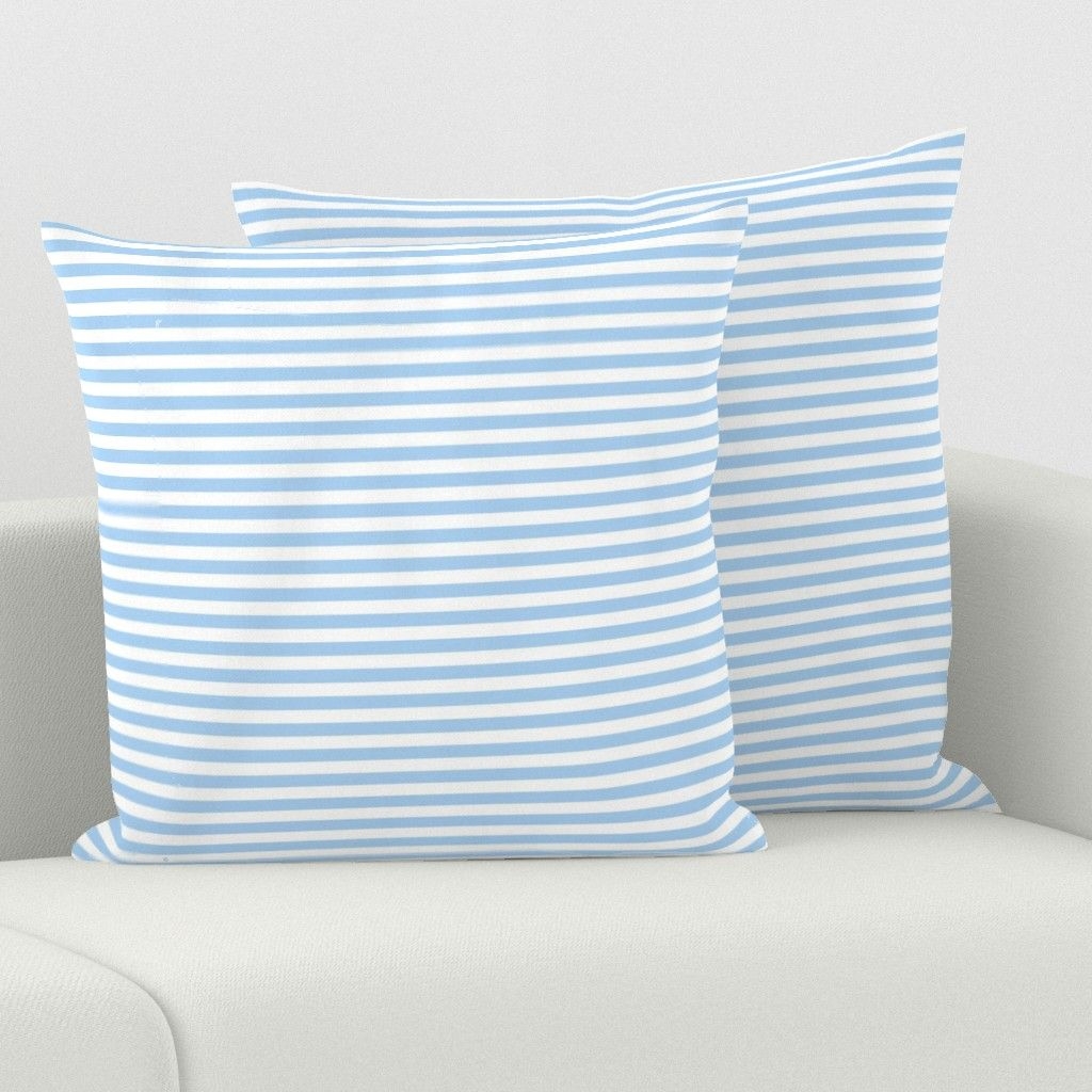 Spoonflower Throw Pillows - Blue Stripes Horizontal Christmas White Ribbing Light Xmas Ice Baby Seamless Cuffs Boy Snow
