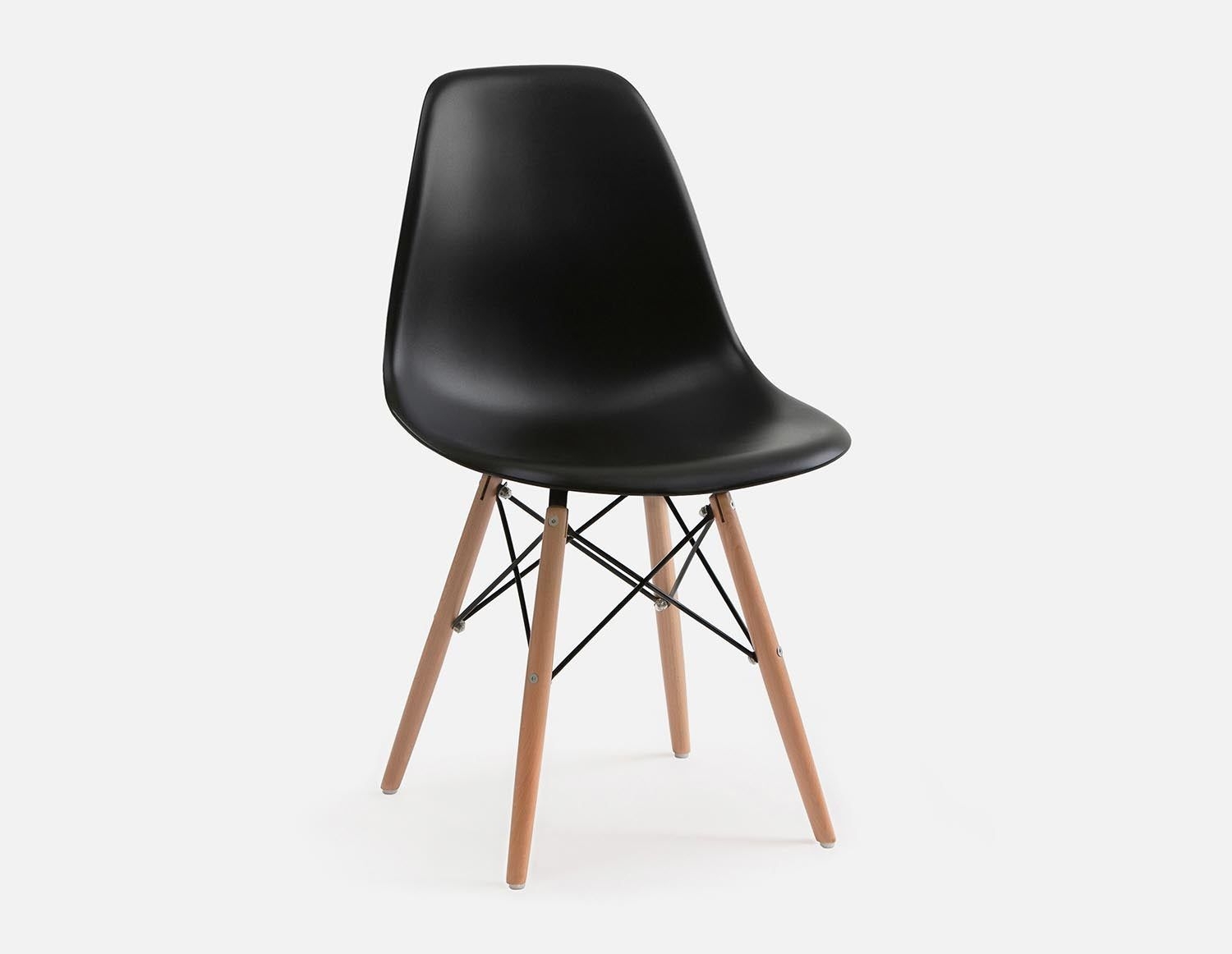 Structube Eiffel Chair With Solid Beech Wood Legs in Black