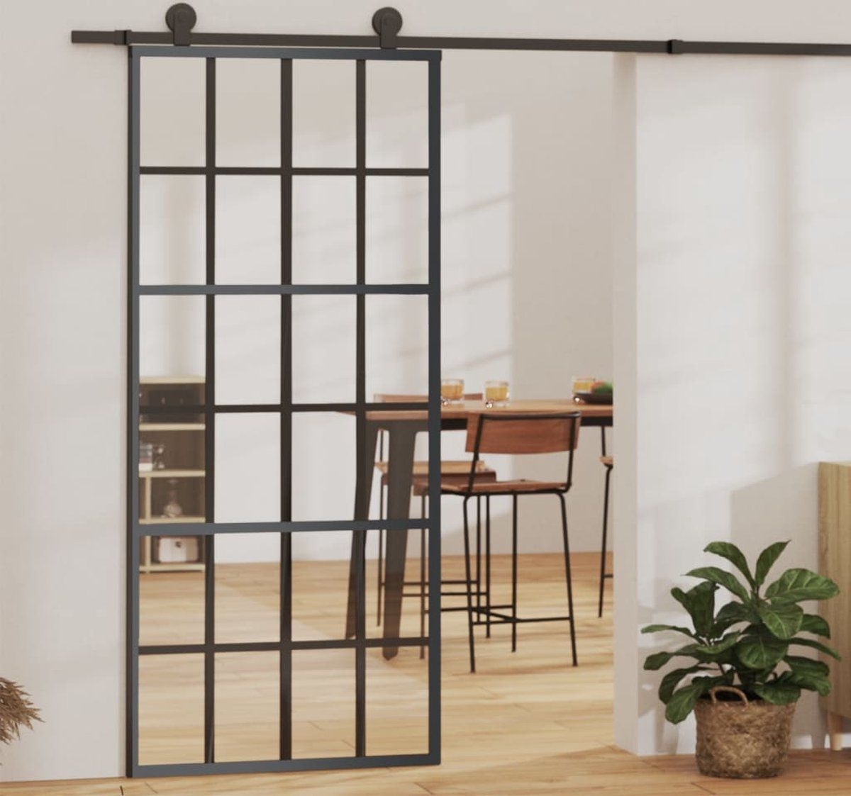 The Living Store Schuifdeur - Glasdeur - 90 x 205 cm - Geruisloos - Inclusief montageaccessoires