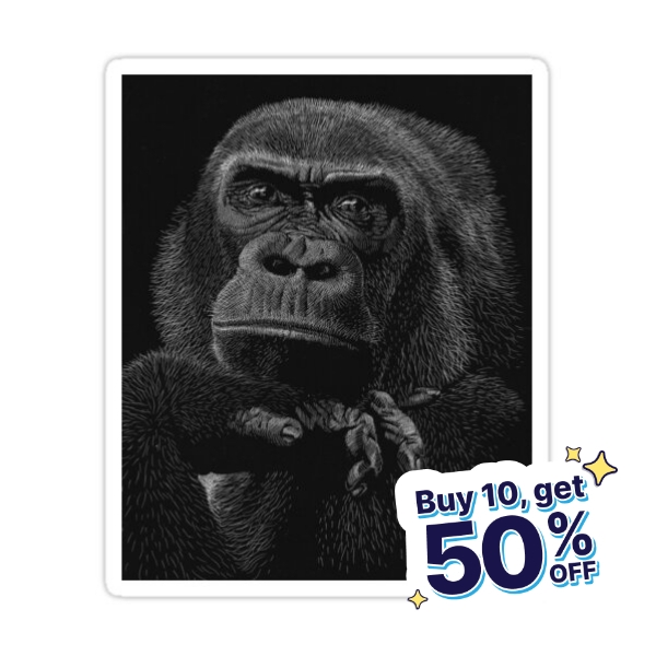 Thinking Gorilla Sticker by SkillAart