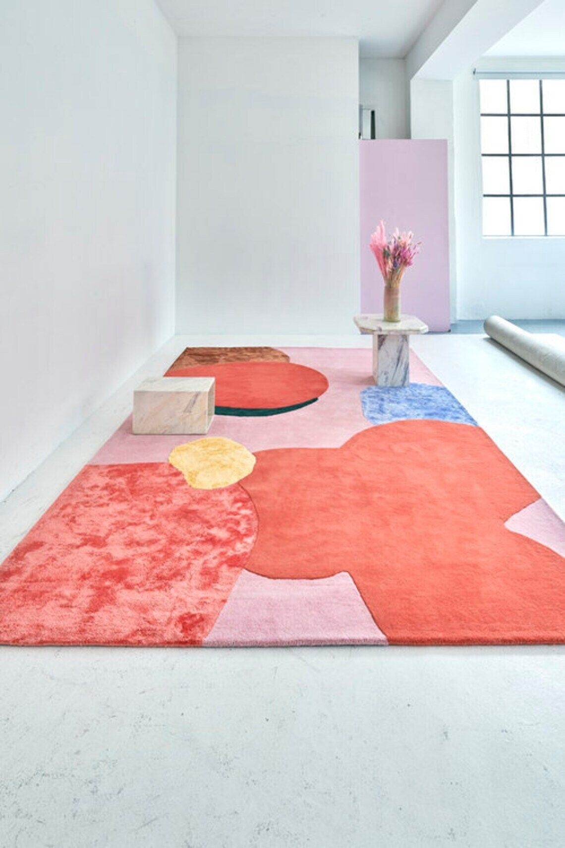 Vibrant Rainbow Popups Unique Handmade Wool Rug for Bedroom, Livingroom. Kids room, Soft plush Carpet, Customization Available