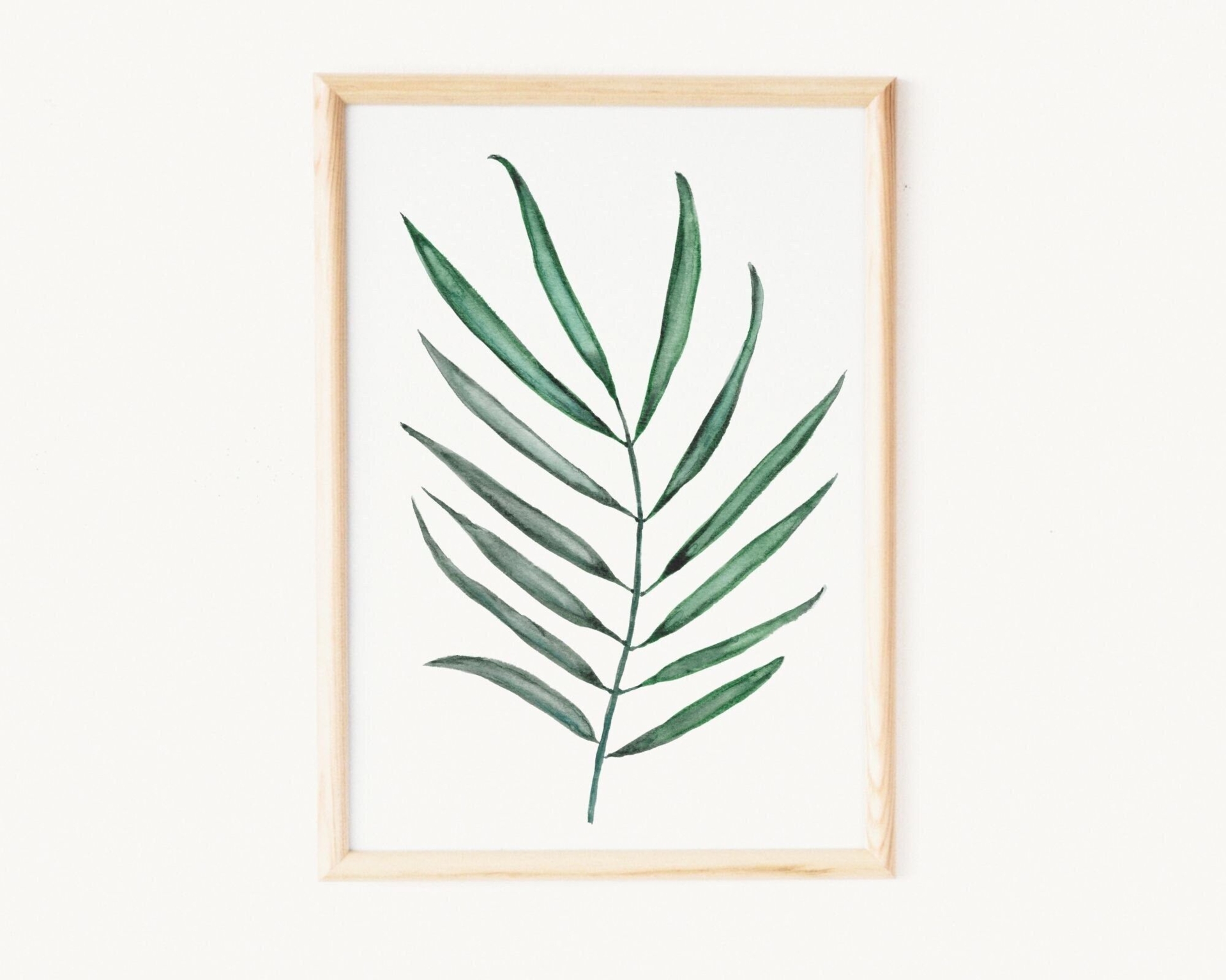 Watercolor Botanical Palm Branch Print from Original Drawing, Digital Print, Wall Art, Home and Office, Minimalist, Multi Sizes, No Shipping