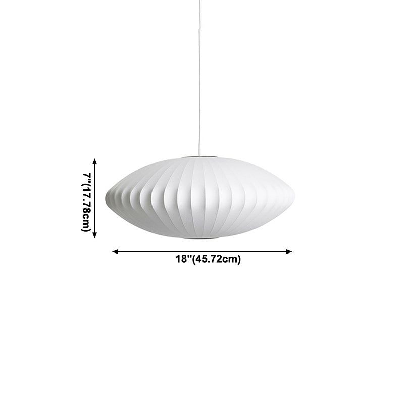 White Nordic Ceiling Pendant Silk 1-Light Oval Light Kit for Dining Room - 18 / Regular