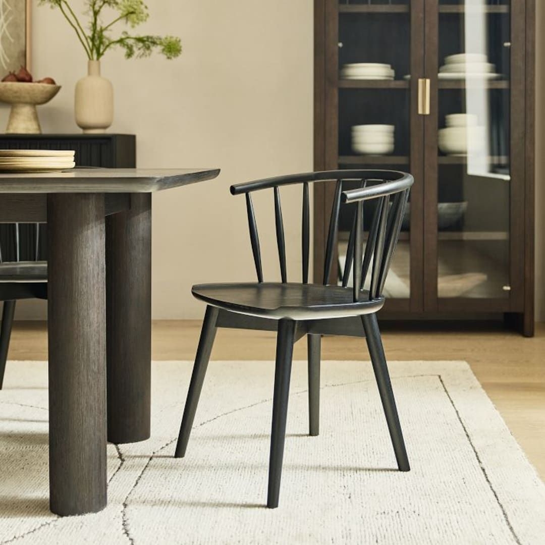 Windsor Arm Dining Chair, Black, Set of 2