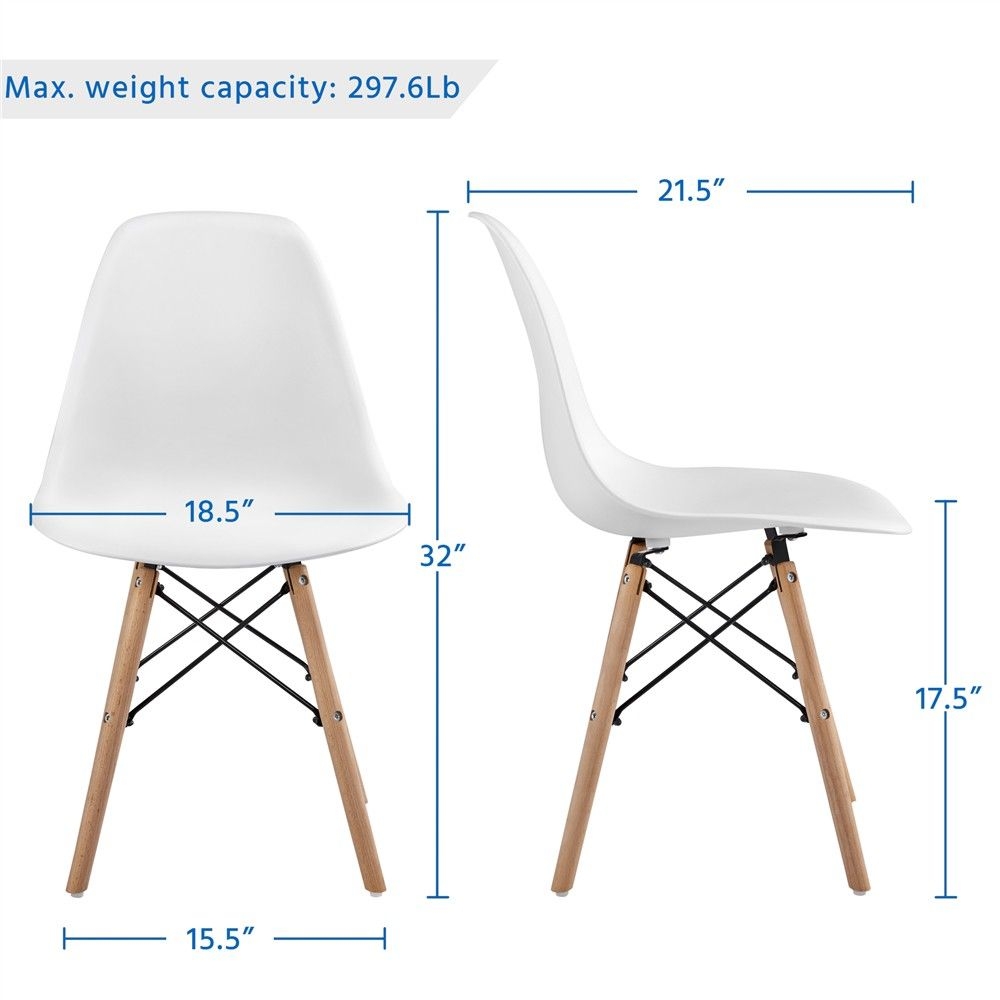 Yaheetech Modern Dining Chairs with Natural Beech Wood Set of 4,White