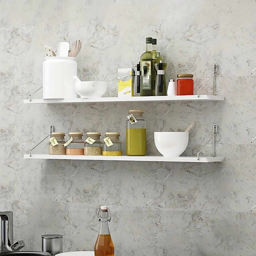 1pc Estante Flotante De Madera Ancho, Estante De Almacenamiento Montado En La Pared Para Especias, Artculos De Tocador, Libros, Accesorios De Bao, Almacenamiento Y Organizacin Del Hogar Para Cocina, Dormitorio, Bao, Ofic