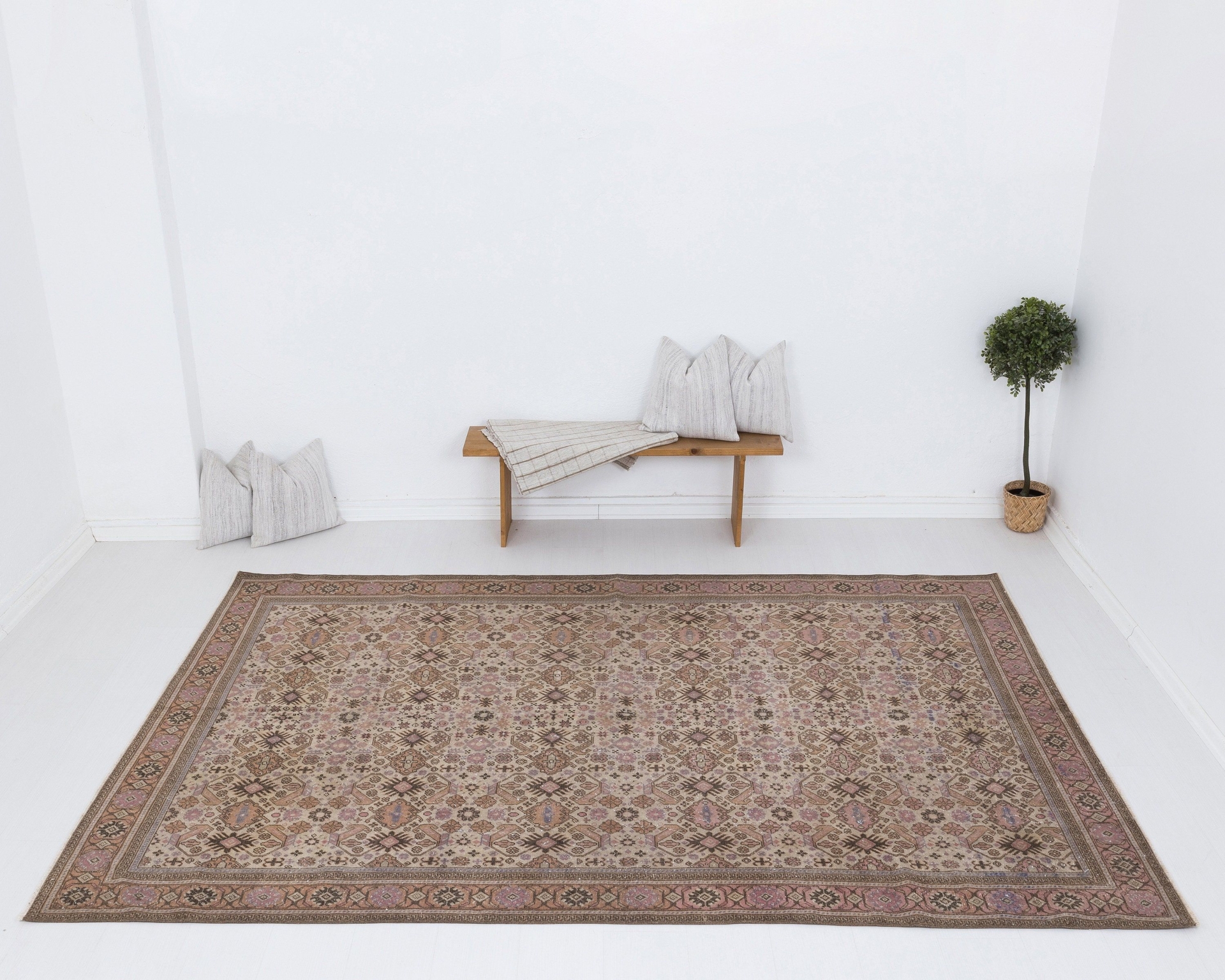 6x9-7x9 Vintage Rug, Unique Turkish Rug, 6.2x9.2 ft, Oushak Rug, Area Rug, Anatolian Rug, Made in Turkey Rug,Rustic Rug,Old Rug Sku: 3390