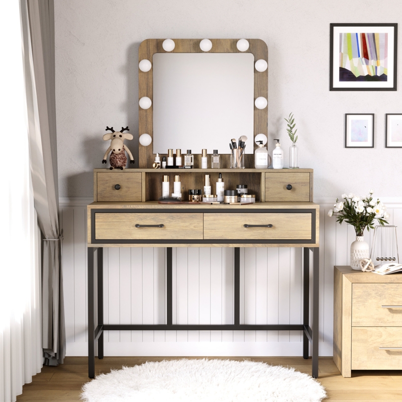 Abdulaleem Vanity Table with LED Mirror