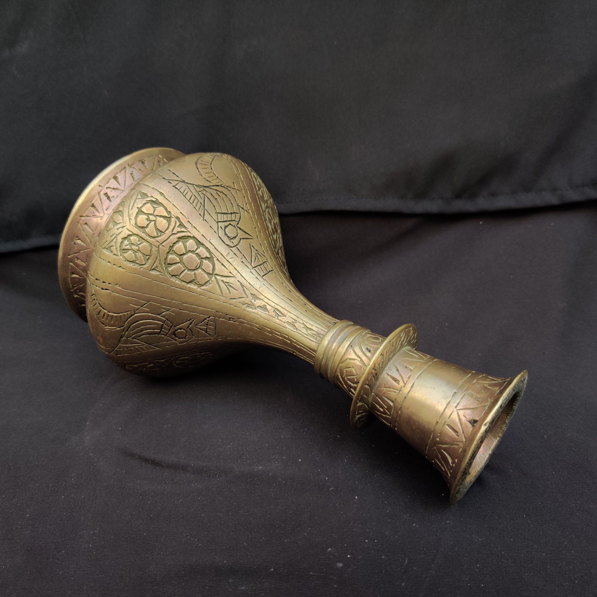 Antique Rare Brass Vase Floral and Exotic Birds Engraved Collectible | Brass Flower Pot | Home Decor | Brass Flower Holder | Brassware