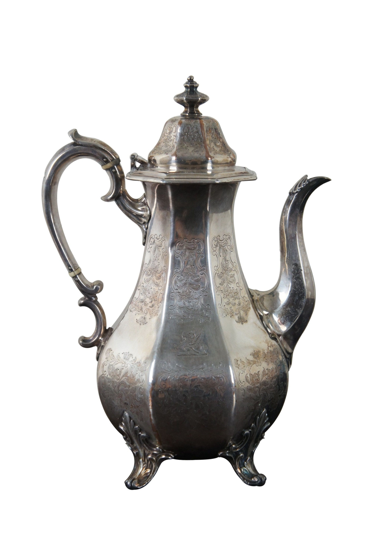 Antique T & J Creswick Sheffield England Silverplate Teapot Repouss Griffon