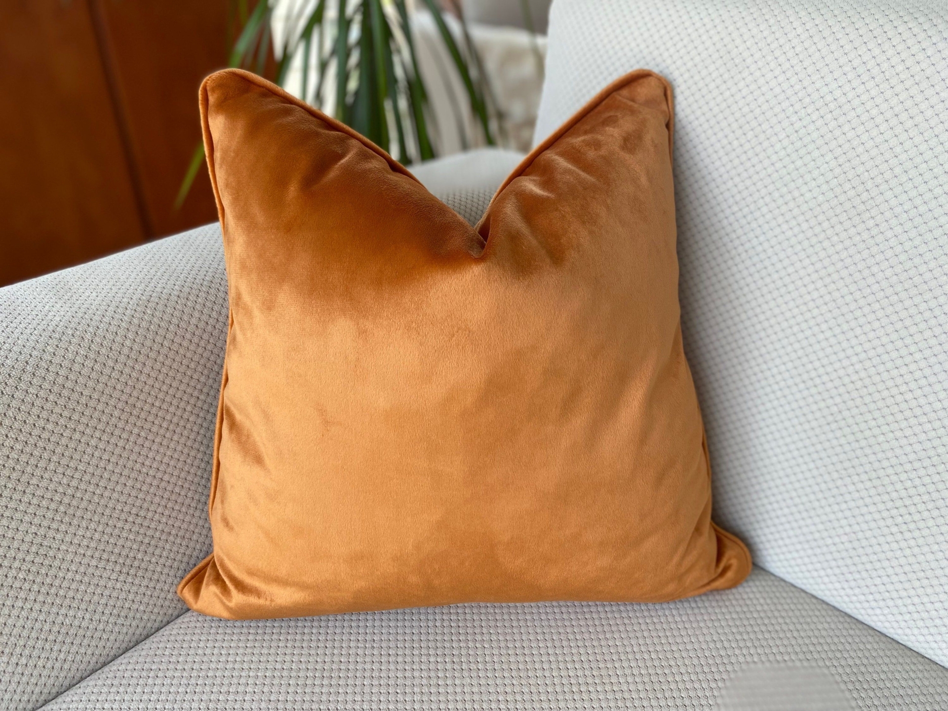 Any Size Orange Terracotta Velvet Throw Pillow, Copper Orange Cushion Cover with Piping, Velvet Euro Sham,  Velvet Throw Pillow, CUSTOM SIZE