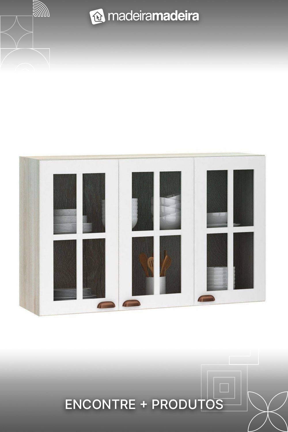 Armrio Areo 120cm 3 Portas Janelinha Crema Com Branco Pet