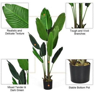 Artificial Banana Tree Fake Plant House Plant In Black Pot 160 Cm