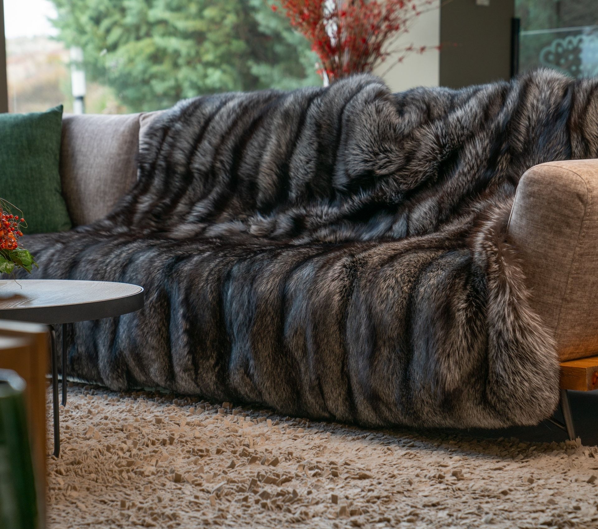 Arzante Fox Fur Blanket, Real Fur Blanket , Fur Trow, Real Fur Throw
